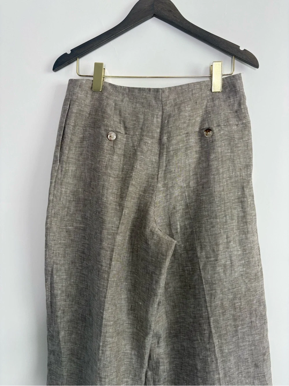 NWT ZARA 100% Linen Pleated Wide-leg Dress Pants Gray Minimalist